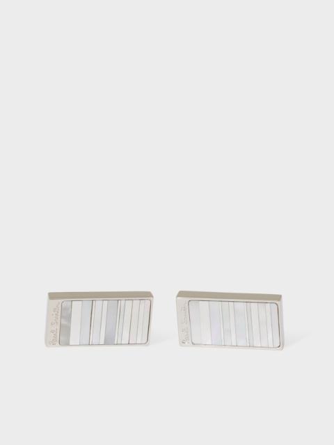 Silver Mother Of Pearl Stripe Cufflinks