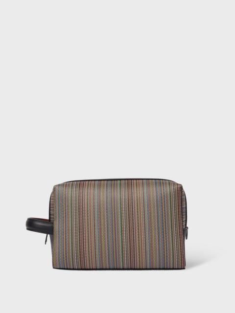'Signature Stripe' Coated Canvas Wash Bag