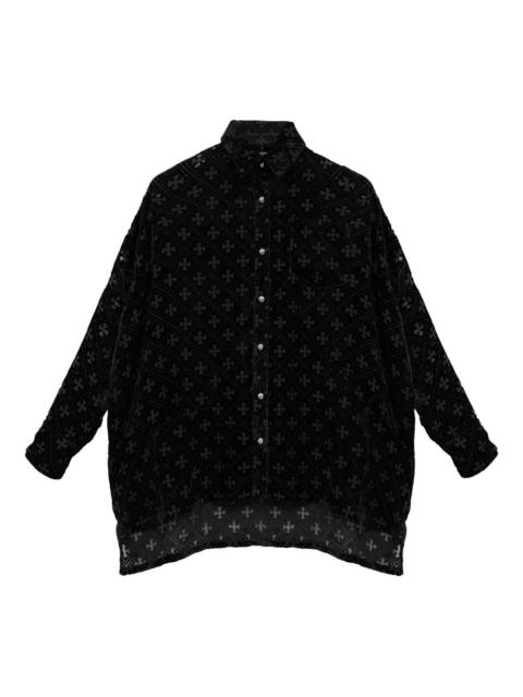 Mahal Kita monogram cross velvet shirt