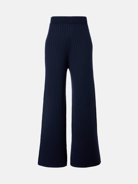 Ribbed-knit wool and cashmere wide-leg pants