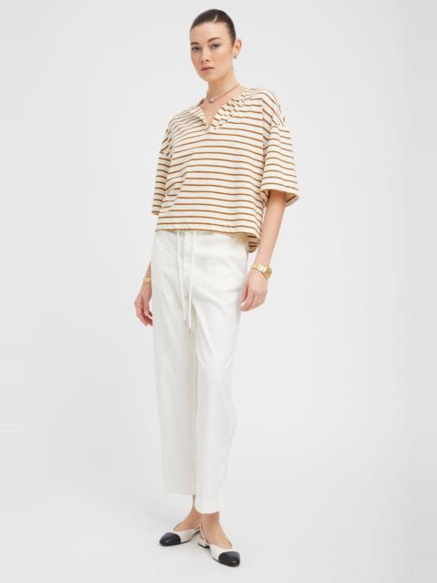 WHITE LINEN DRAWSTRING TROUSERS