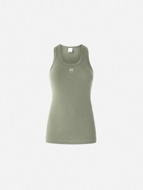 RIBBED TANK TOP WITH BIRD LOGO