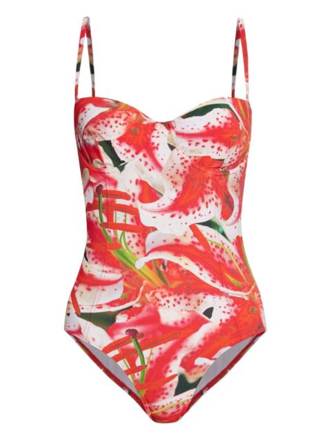 floral-print swimsuit
