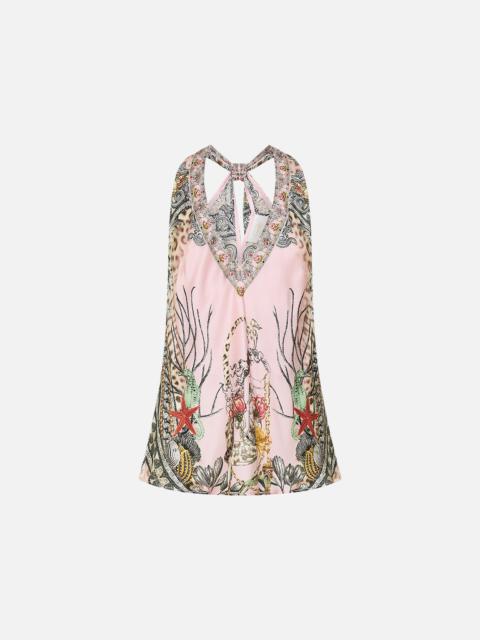 V NECK TOP WITH KNOT BACK