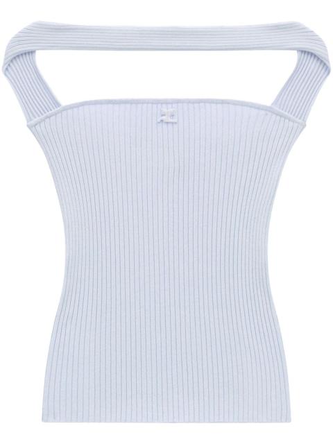cut-out ribbed knit top