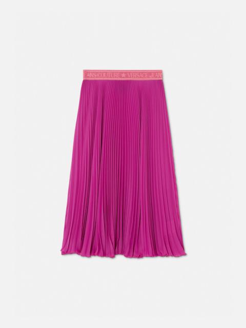 Logo Pleated Midi Skirt