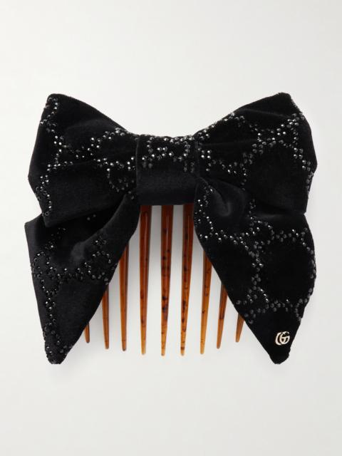 Crystal-embellished Cotton-blend Velvet Hair Clip