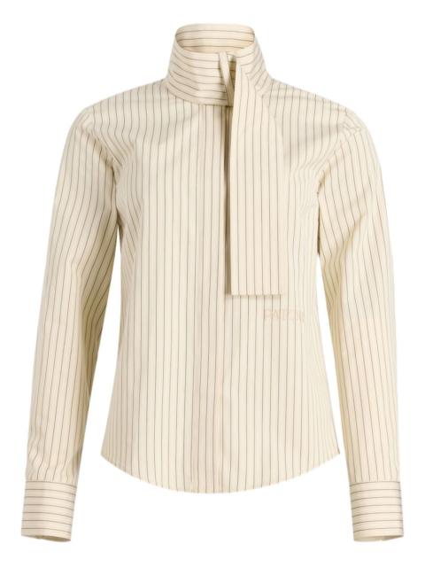pinstripe scarf-collar blouse