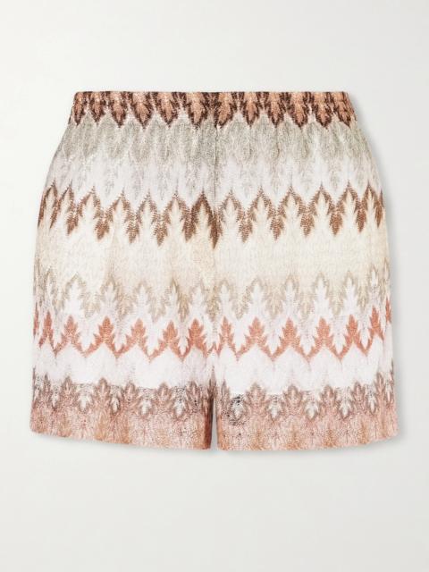 Striped Metallic Crochet-knit Shorts