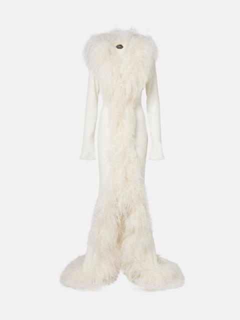 Bridal Hollywood feather-trimmed gown