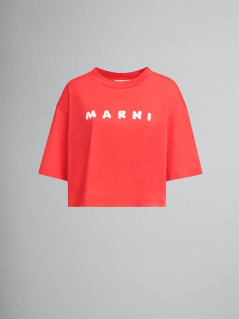 RED BOXY T-SHIRT WITH MARNI SCRIBBLED LOGO