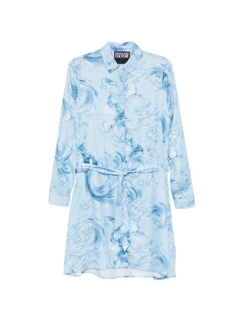 tie-waist patterned mini dress