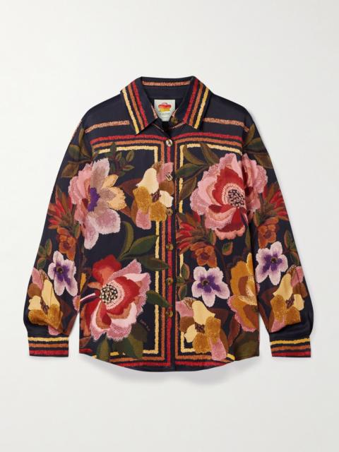 Floral-print Satin Shirt