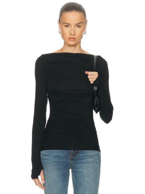 Fluid Jersey Sleeveless Draped Boatneck Top