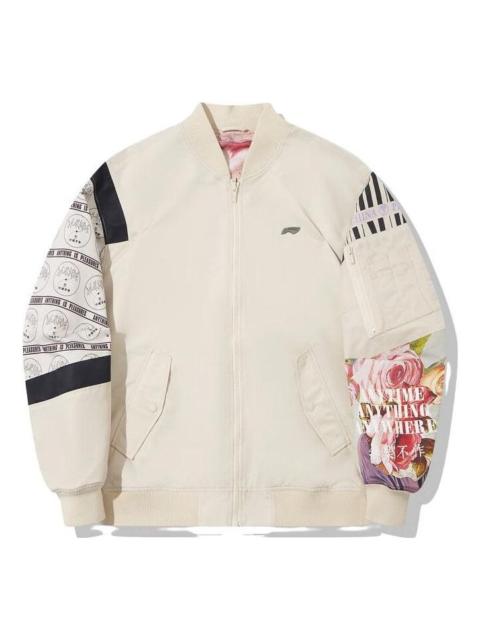Li-Ning x PLEASURES Graphic Bomber Jacket 'Beige' AJDT753-2