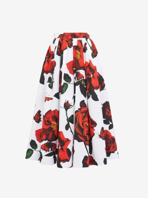 Women's Pleated Midi Skirt in Optic White