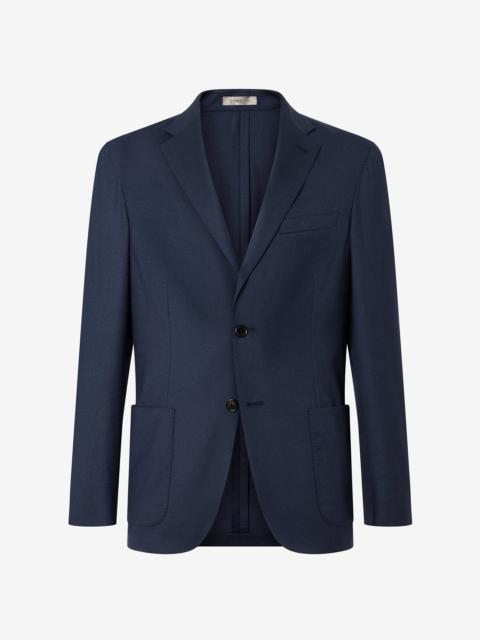 Blue wool, cashmere and silk twill jacket