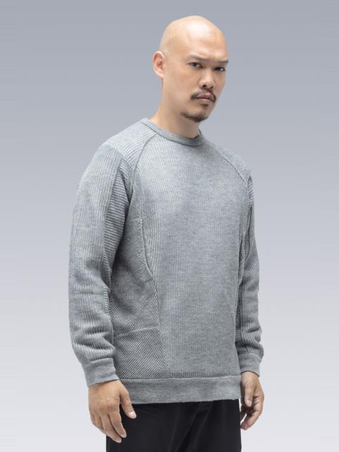 ACRONYM C1-AM Cashllama Silk Mesh Crewneck Sweatshirt Gray | REVERSIBLE