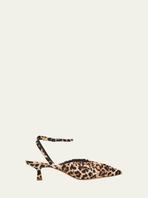 50mm Rio Leopard Jersey Kitten-Heel Pumps