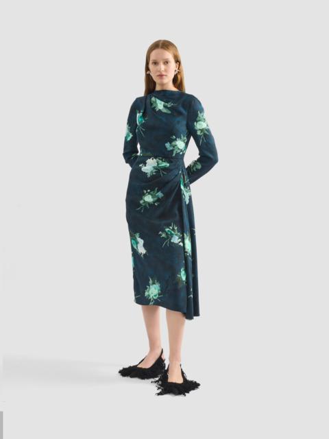 LONG SLEEVE DRAPED MIDI DRESS