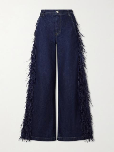 Embellished Cotton Straight-leg Pants