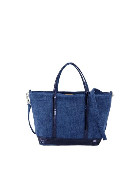 Cabas sequin-embellished linen tote bag