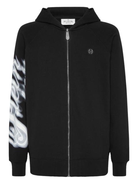 graphic-print zip hoodie