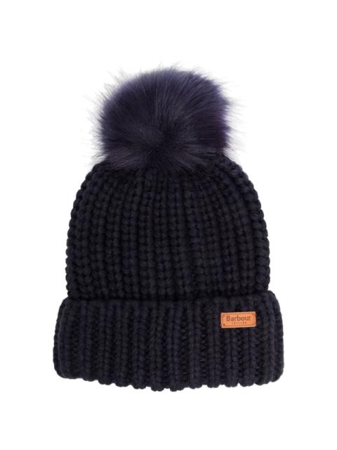 logo pom-pom beanie hat