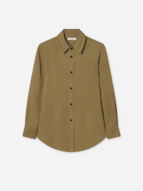 Fitted Collared Shirt in Viscose Twill