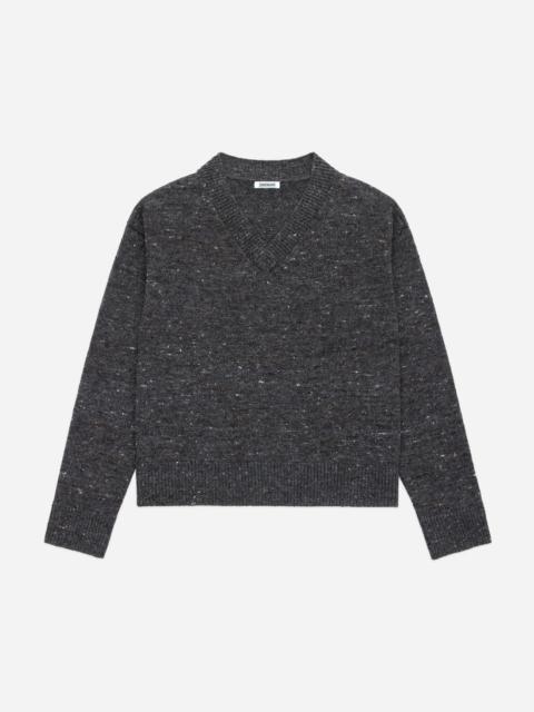 V-Neck Sweater - Pewter Tweed