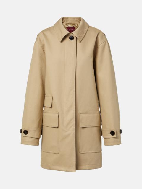 Logo cotton gabardine trench coat