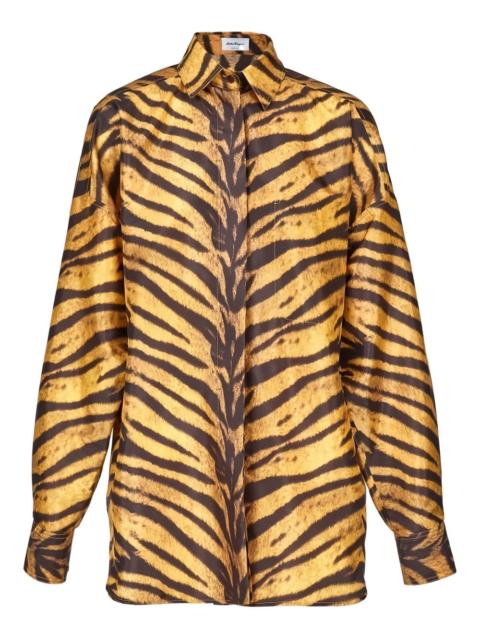 tiger-print long-sleeved shirt