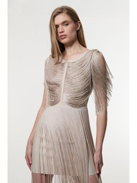 Maxi Draped Fringe Knitted Mini Dress