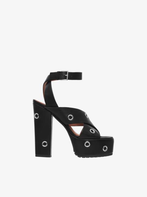 BLOCK HEEL PLATEFORM SANDALS IN LAMBSKIN WITH EYELETS