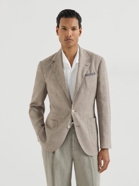 Wool, silk and linen slubbed fresco deconstructed blazer with patch pockets