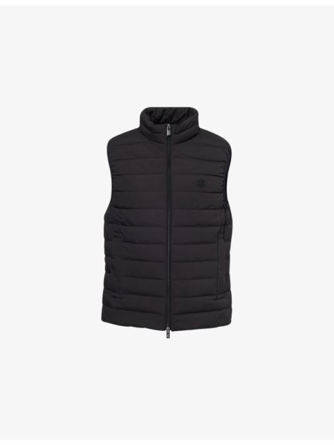 Badge-Embroidered Funnel-Neck Shell-Down Gilet