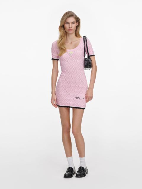 Pink Pointelle Knit Mini Dress