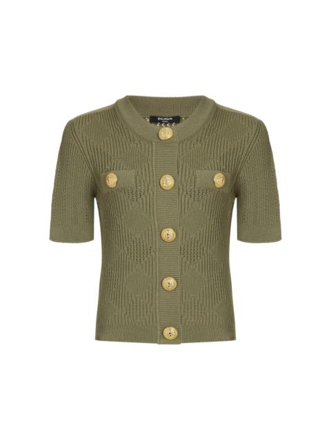 Vichy-Knit Cardigan green