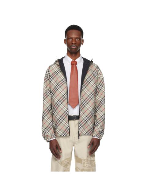 Taupe & Black Check Reversible Jacket