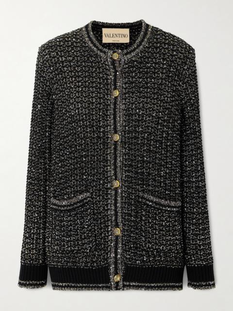 Sequin-embellished Metallic Cotton-blend Cardigan