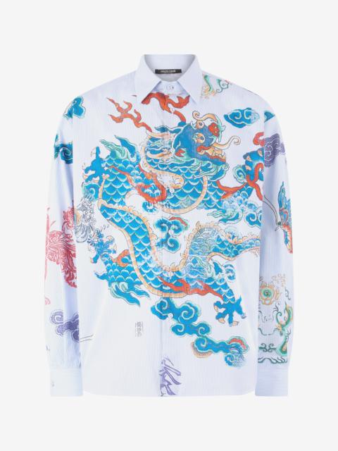 Shirt With Dragon, Flowers And Butterflies