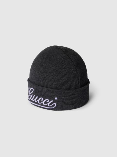 Wool hat with Gucci embroidery