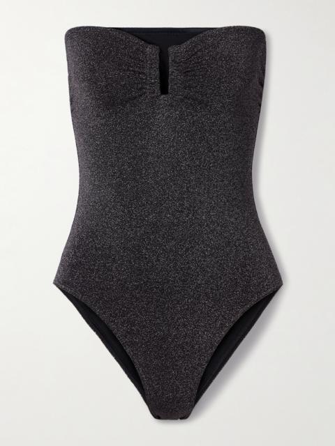 Irisée Scintillant Strapless Metallic Swimsuit