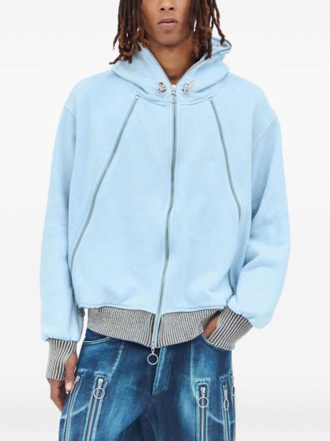 Hybrid zip-panel hooded sweatshirt