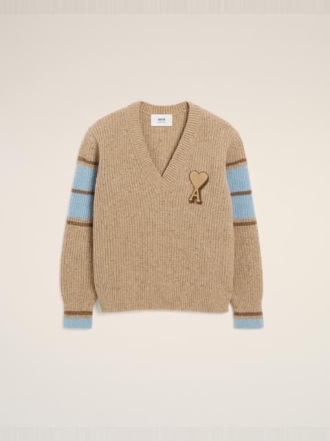 BROWN WOOL COLLEGE SWEATER