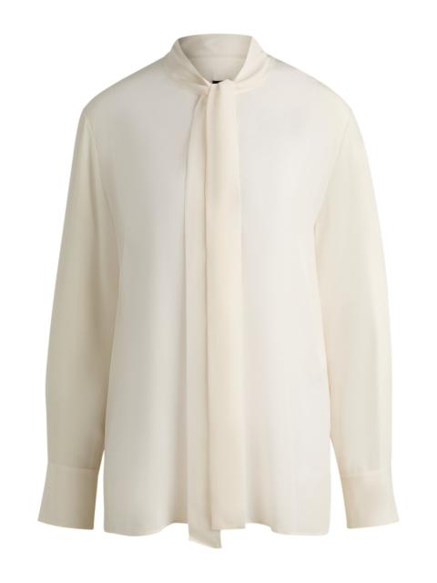 REGULAR-FIT BLOUSE IN SILK WITH BOW-TIE COLLAR