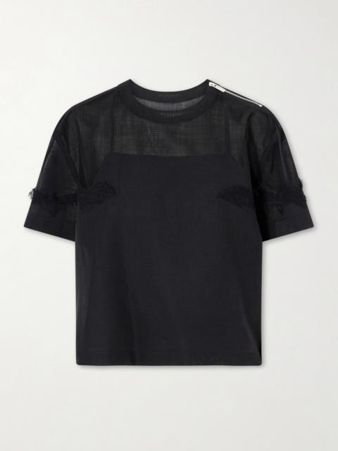 Lace-trimmed Organza T-shirt