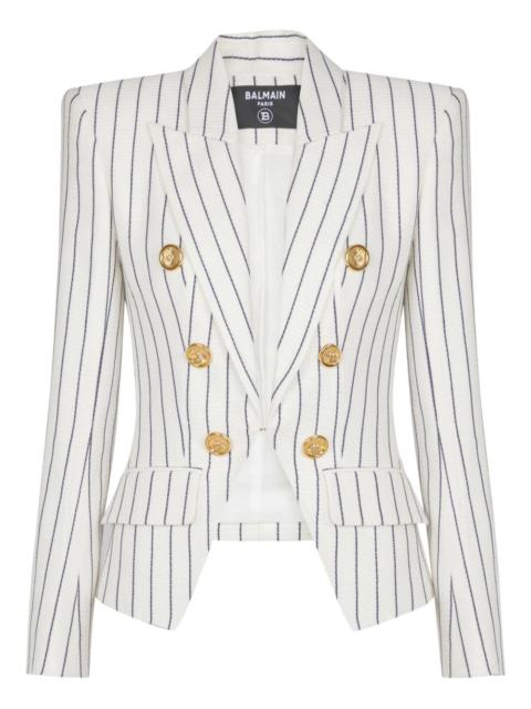 six-button pinstripe blazer