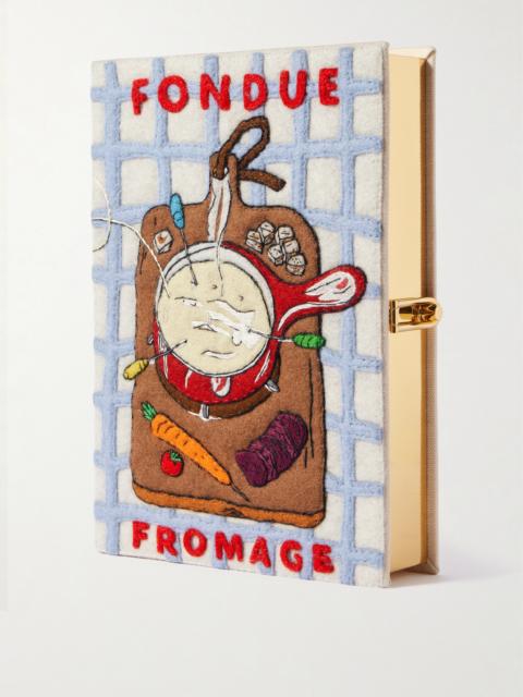 Fondue Fromage Embroidered Appliquéd Canvas Clutch