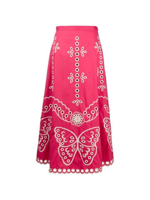 embroidered butterfly A-line skirt